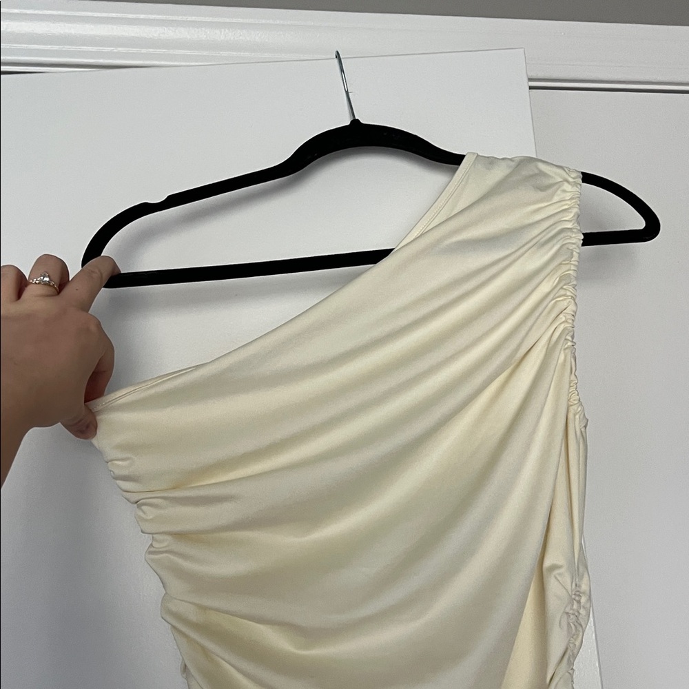 One-Shoulder Ruched Drawstring Top - Picture 3 of 4